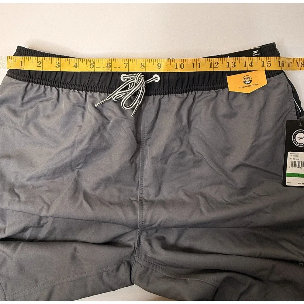 Speedo Men's Size L Gray Mesh‎ Lined Marina Long Volley Swim Trunks Summer New